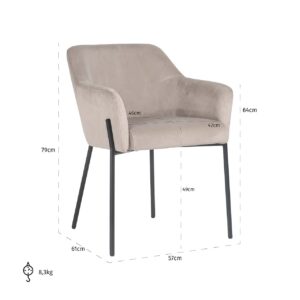 S4581 FR KHAKI VELVET - Chair Fay khaki velvet fire retardant (FR-Quartz 903 Khaki)