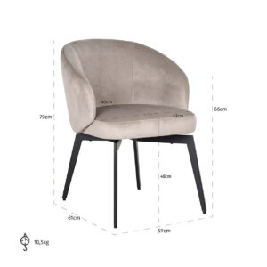 S4594 FR KHAKI VELVET - Chair Amphara khaki velvet fire retardant (FR-Quartz 903 Khaki)