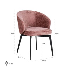 S4594 FR ROSE CHENILLE - Chair Amphara rose chenille fire retardant (Bergen 705 rose chenille)