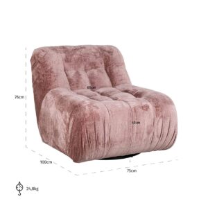 S4597 ROSE CHENILLE - Swivel lounge chair Rosy rose chenille (Bergen 705 rose chenille)