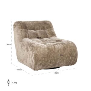 S4597 TAUPE CHENILLE - Swivel lounge chair Rosy taupe chenille (Bergen 104 taupe chenille)