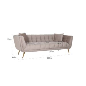 S5126 KHAKI VELVET - Sofa Huxley Khaki velvet / Brushed gold (Quartz Khaki 903)