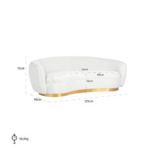 S5131 WHITE BOUCLÉ - Sofa Waylon White Bouclé (Copenhagen 900 Bouclé White)