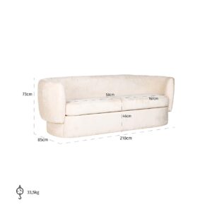 S5132 FR WHITE CHENILLE - Sofa Donatella white chenille fire retardant (FR-Bergen 900 white chenille)