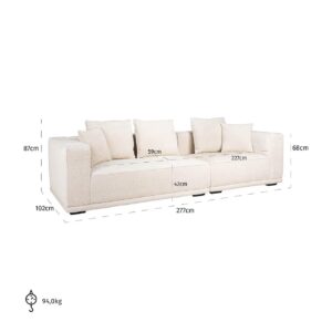 S5147 BEIGE CHENILLE - Sofa Lusso 3-seasts beige chenille (Niagara 902 beige)