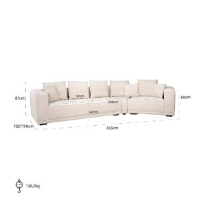 S5149 BEIGE CHENILLE - Sofa Lusso 4-seater beige chenille (Niagara 902 beige)