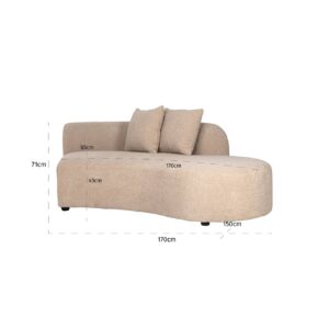 S5200-OTMR SAND FURRY - Sofa Grayson ottoman right sand furry|fully upholstered left (Himalaya 902 sand furry)