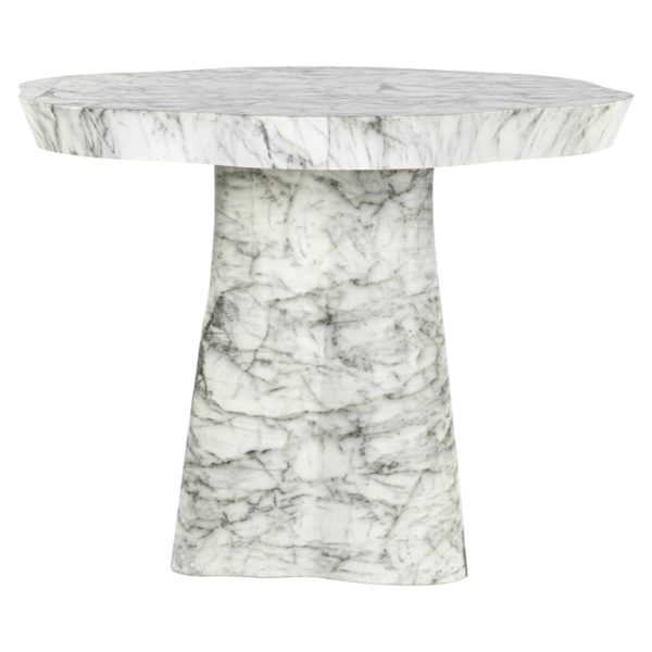 7796 - Dining table Rockyard 140Ø faux white marble (White)