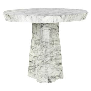 7796 - Dining table Rockyard 140Ø faux white marble (White)