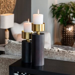 -KA-0215 - Candle holder Caya small (Black/gold)