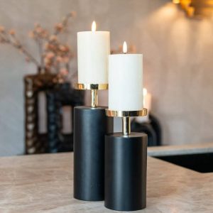 -KA-0215 - Candle holder Caya small (Black/gold)