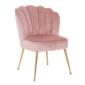 S4445 PINK VELVET - Chair Pippa pink velvet / gold (Quartz Pink 700)