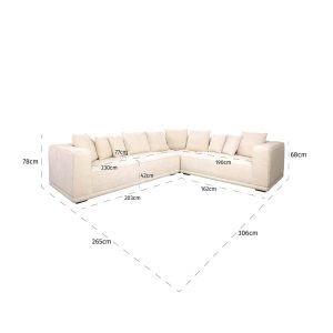 S5148 BEIGE CHENILLE - Corner sofa Lusso beige chenille (Niagara 902 beige)