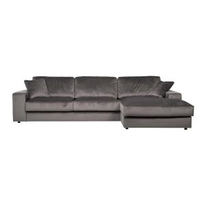 5 seater + Lounge right stone velvet (Quartz Stone 101)