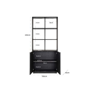 7377 - Display cabinet Blackbone brass 2-doors (Black rustic)