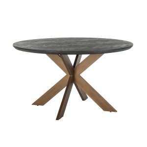 7381 - Dining table Blackbone brass 140Ø (Black rustic)