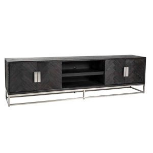 7415 - TV cabinet Blackbone silver 4-doors 220 (Black rustic)