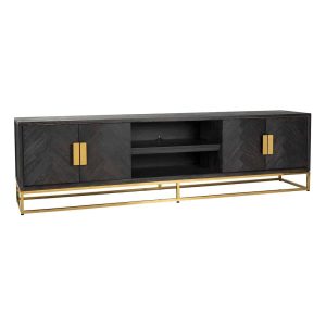 7445 - TV cabinet Blackbone gold 4-doors 220 (Black rustic)