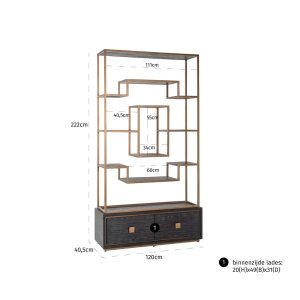 7480 - Display cabinet Hunter 2-drawers (Black rustic)