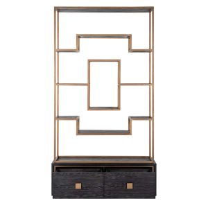 7480 - Display cabinet Hunter 2-drawers (Black rustic)