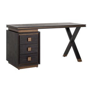 7491 - Desk Hunter 3-drawers (Black rustic)