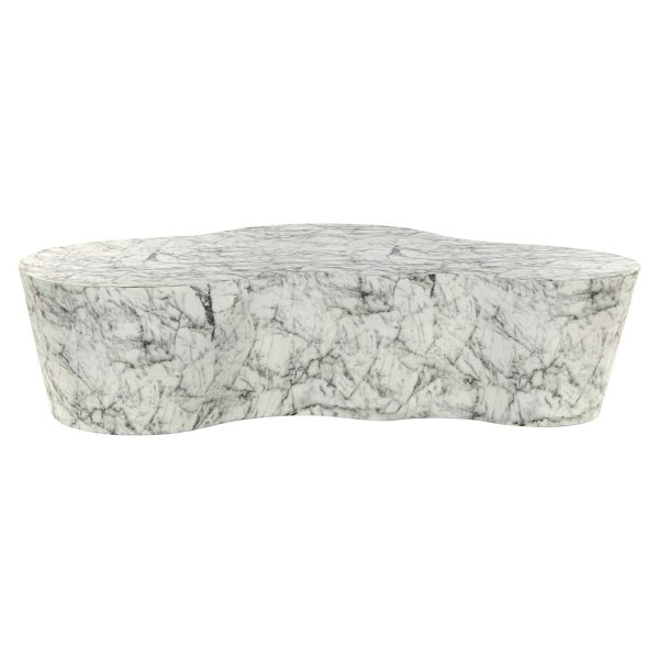 7784 - Coffee table Rockyard faux white marble (White)