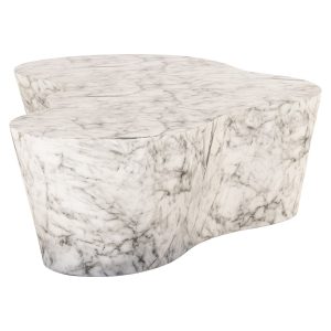 7784 - Coffee table Rockyard faux white marble (White)