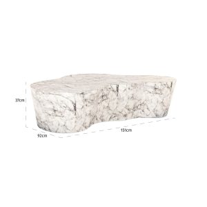 7784 - Coffee table Rockyard faux white marble (White)