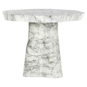 7788 - Dining table Rockyard 100Ø faux white marble (White)