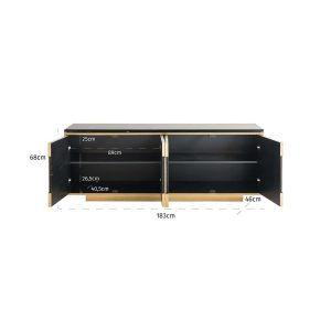 7890 - Sideboard Finsbury 4-doors (Black/gold)