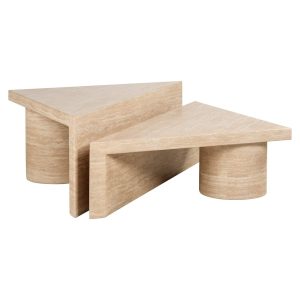 8676 - Coffee table Fictus set of 2 faux travertine (Beige)