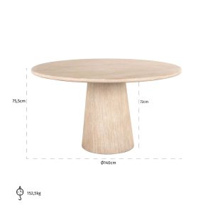 8681 - Dining table Fictus 140Ø faux travertine (Beige)