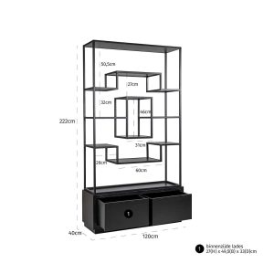 8812 BLACK - Display cabinet Bonvoy black 2-drawers (Black)