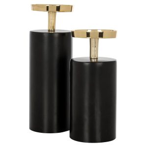 -KA-0216 - Candle holder Caya big (Black/gold)