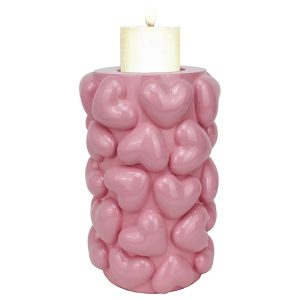 -KA-0317 - Candle holder Emel hearts small (Pink)