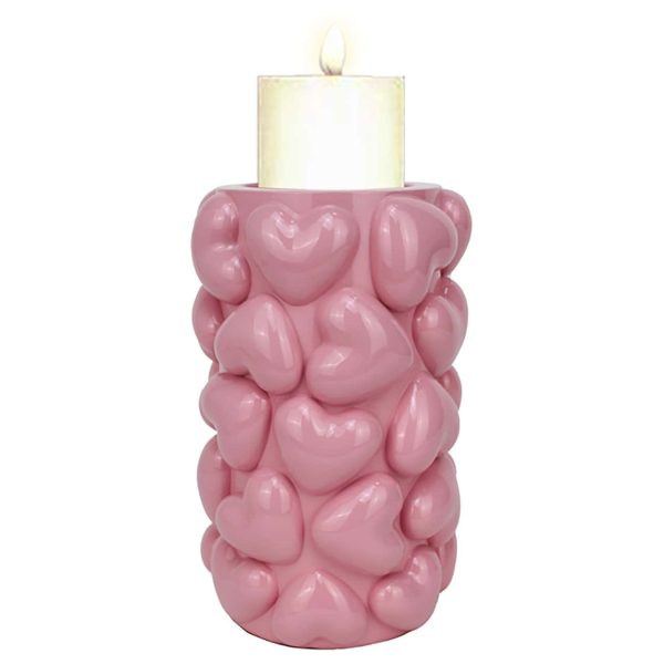 -KA-0318 - Candle holder Emel hearts big (Pink)