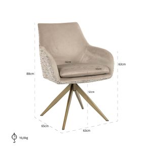 S4762 TRENDY NATURE - Swivel chair Lisonne be trendy nature / khaki velvet (Be Trendy 01 Nature)