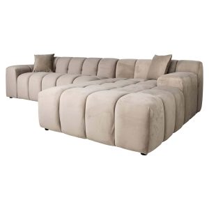 S5137 KHAKI VELVET - Sofa Cube 3-seater + lounge right (Quartz Khaki 903)