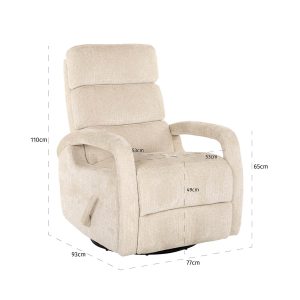 S5166 BEIGE CHENILLE - Swivel relax chair Denvi beige chenille (Niagara 902 beige)