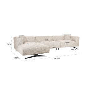 S5172 TRENDY NATURE - Sofa Hoxton 3-seater + lounge left (Be Trendy 01 Nature)