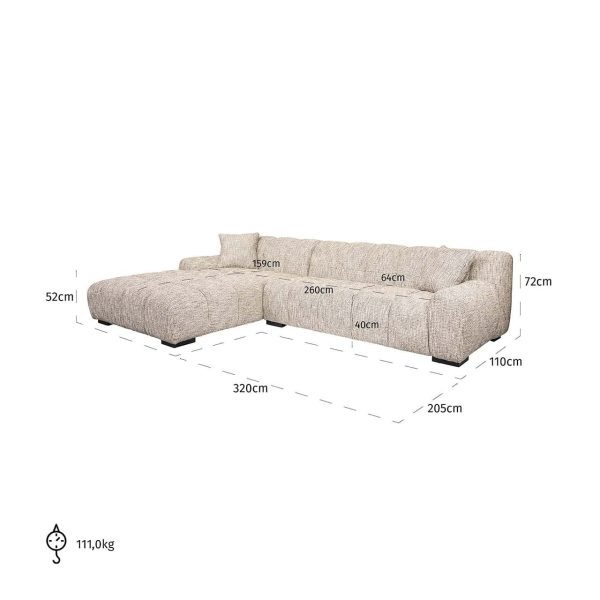 S5177 TRENDY NATURE - Sofa Hazel 3-seater + lounge left trendy nature (Be Trendy 01 Nature)