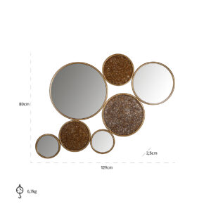 -MI-0066 - Mirror Isaiha with 4 round mirrors big (Gold)